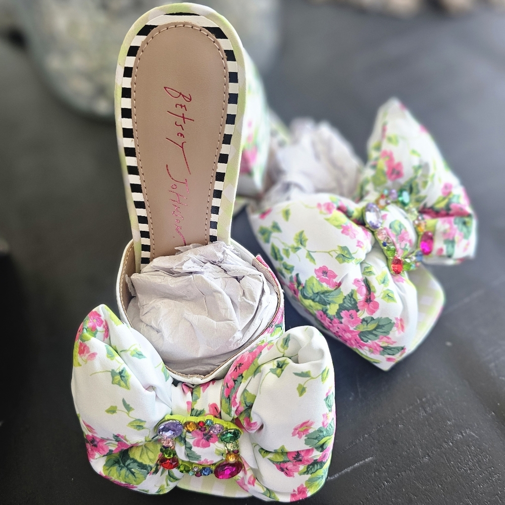 Betsey Johnson Floral Bow Mules